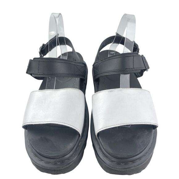 Dr. Martens Voss Hydro Black Leather Ankle Strap Platform Slingback Sandals 10 - Picture 2 of 6